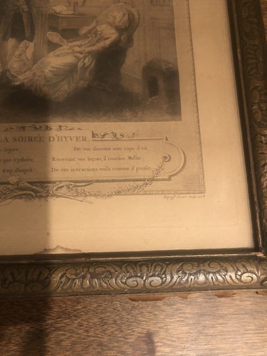 ANTIQUE 1774 FRENCH LA SOIREE D'HYVER FREUDENBERGER ENGRAVING PRINT - Picture 7 of 12