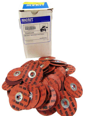 MERIT ABRASIVES  3'' POWERLOCK QUICK SANDING DISCS 100 GRIT  *LOT OF 50*