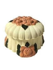 Vintage Charles of the Ritz New York Floral Resin Powder Box