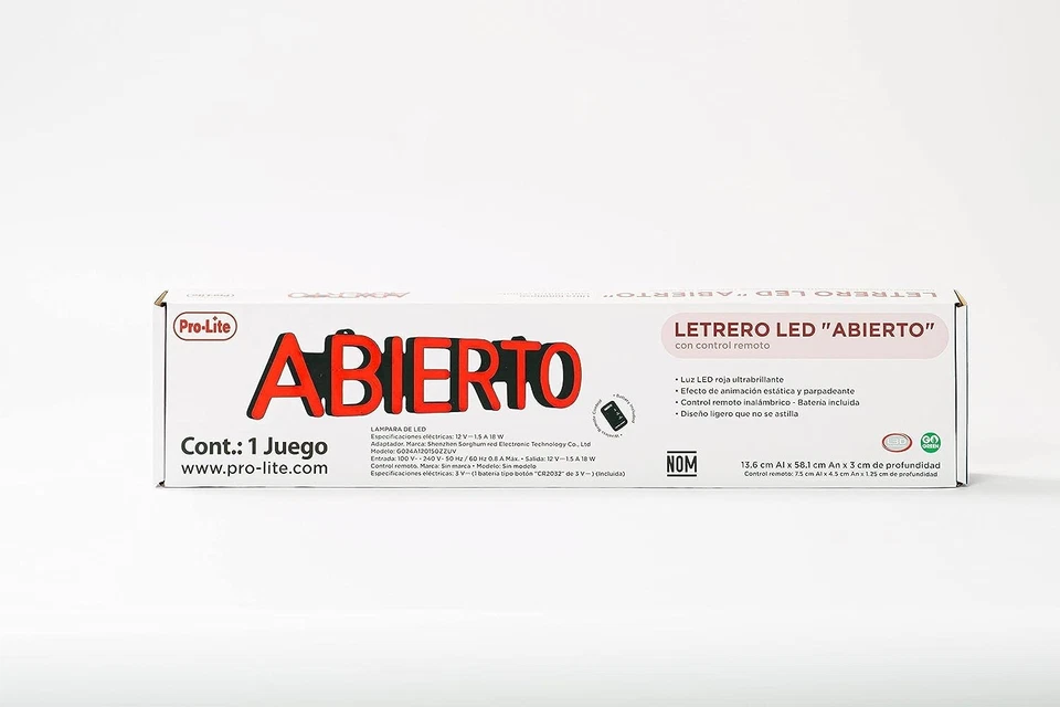 Pro-Lite ABIERTO LED OPEN Sign for with REMOTE CONTROL - Image 2 of 4