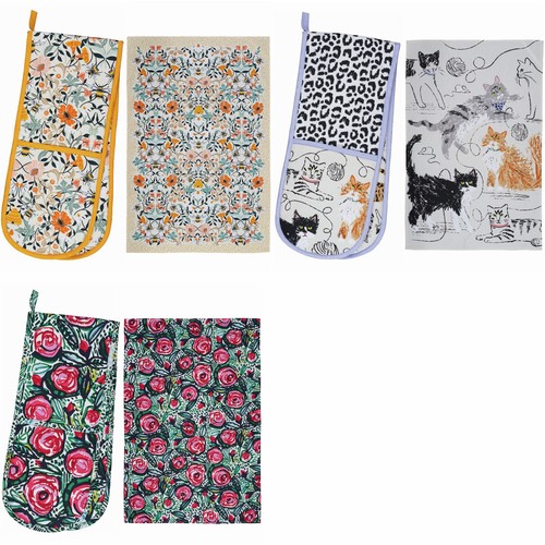 Ulster Weavers Double Oven Gloves & Tea Towel Sets Beekeeper Dotty Sheep Rooster - Picture 5 of 66