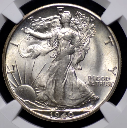 1940 S WALKING LIBERTY HALF DOLLAR NGC MS 65 SHIMMERY MATTE LIKE WHITE SILVER