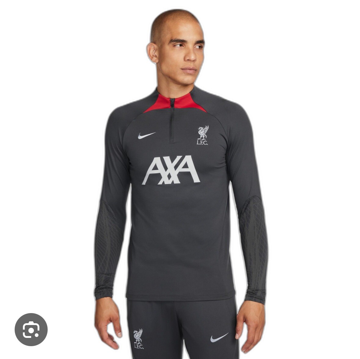 New L Nike Liverpool Dri-Fit Soccer Drill Top 1/4 Zip Strike Grey