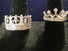 CROWN OR TIARA RINGS IN STERLING SILVER  ROHADIUM PLATED  CZs IN 8  9 SIZES
