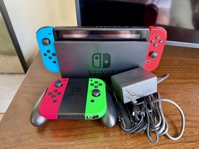 USED Nintendo Switch 32GB Handheld Console - Neon Red/Neon Blue w/ Extra JoyCons