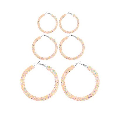 Bohemian Shiny Glitter Sequins Hoop Earrings Wrapped Gold Plated Circle Sta - 27