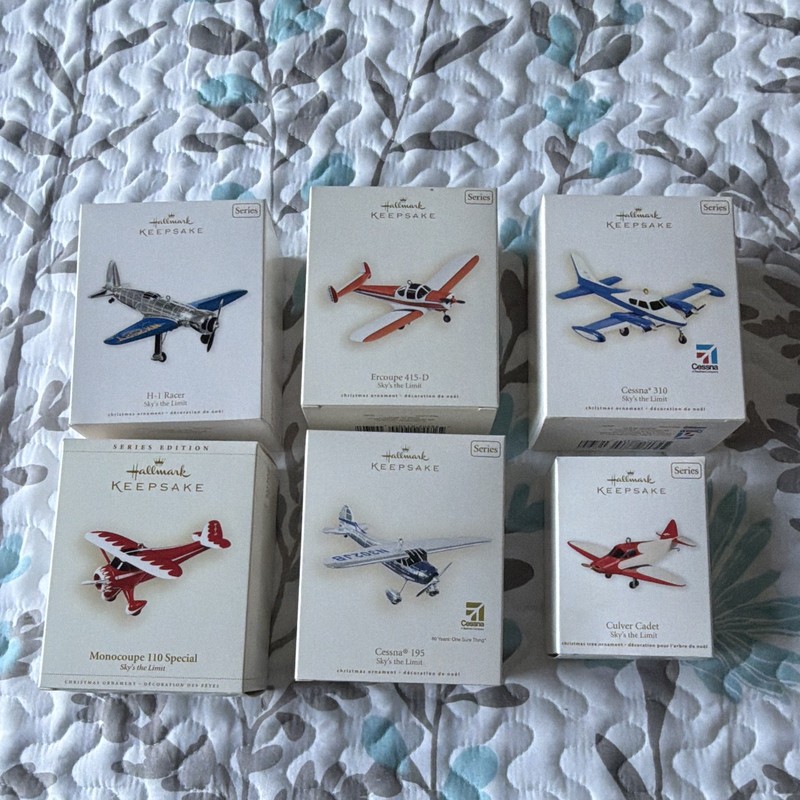 Hallmark Keepsake Sky's the Limit Airplane Christmas Ornaments Lot of 6 Series
