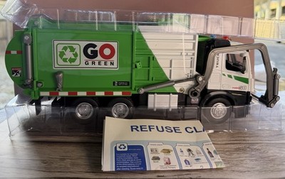  12'' Electric Garbage Truck Set with Front Loader/Metal Cab, Friction-Powered 
