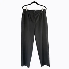 Vintage Talbots Pants 12P Pleated Black Straight Leg Y2K 90s Dk Academia Preppy