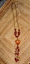 Natural Wooden Beaded Necklace Layer Flower Hippie Ethnic Festival Flowers BOHO