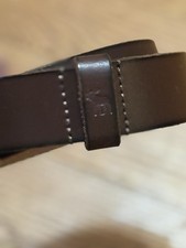 Vintage Abercrombie  Fitch 100 Leather Belt Size Kids 9-12Y Brown Moose Logo