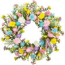 20 Inch Easter Wreath for Front Door Easter Egg Decorations Spring FlowerWrea...