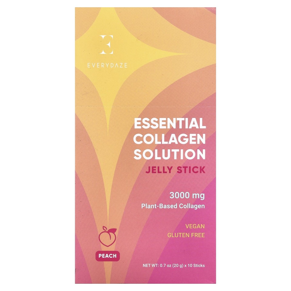 Essential Collagen Solution Jelly Stick, Peach, 10 Sticks, 0.7 oz (20 g) Each