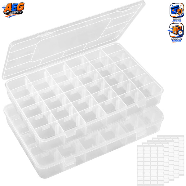 Sortierboxen 36 FäCher Durchsichtige Aufbewahrungsboxen Kunststoff 26Cm 2Er-image