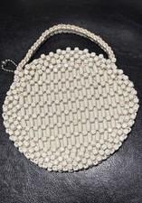 Vintage Beaded Purse Suzanne 1960 s Ivory Wrist Clutch Made In Czechoslovakia