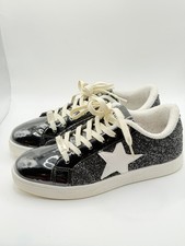 LUCKY STEP Glitter Sneakers Lace up Fashion Sneakers black GLITTER. SIZE 8