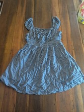 Old Navy Blue Midi Smocked Flared Dress Petite Large Waist Elastic