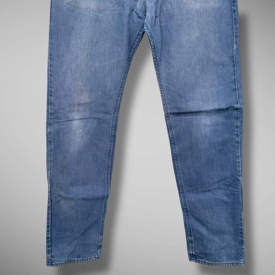 Jeans Diesel Darron Para Hombres 34x34 Azul Regular Ajustado Cónico Desteñido Motociclista Grunge Foto 3 de 4