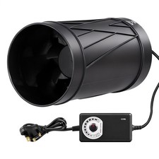 4 in 100mm Inline Extraction Fan 6W Exhaust Duct Fan with Speed Controller Black