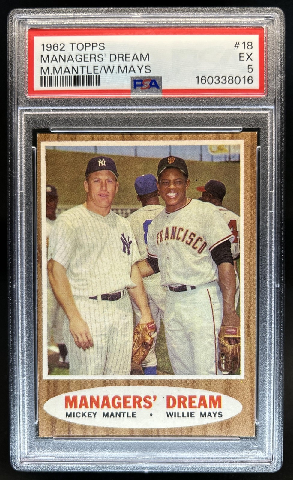 1962 Topps Managers' Dream Mickey Mantle Willie Mays #18 PSA 5