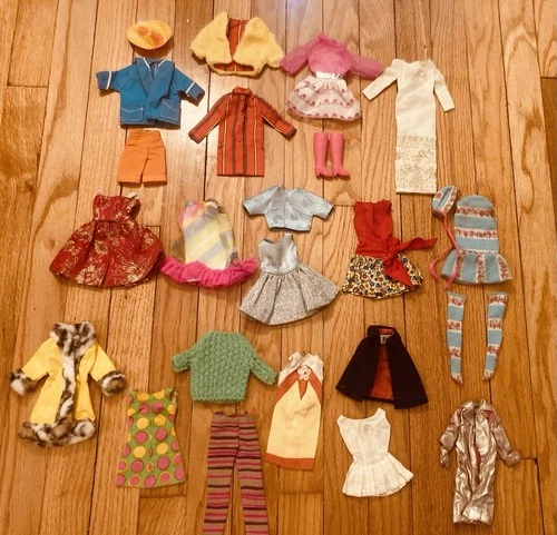 Mattel Vintage Barbie Doll Clothing Lot 1960s Dresses Accessories Book