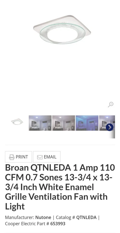 Luz de diseño Broan-NuTone QTNLEDA,  Foto 3 de 4