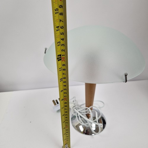 Lampada vintage Ikea KVINTOL legno faggio vetro cromato art deco fungo lampada da tavolo - Foto 12 di 14