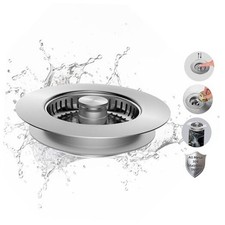 All Metal Stainless Steel 3 in Kitchen Sink Drain Strainer, 1 Brushed Nickel