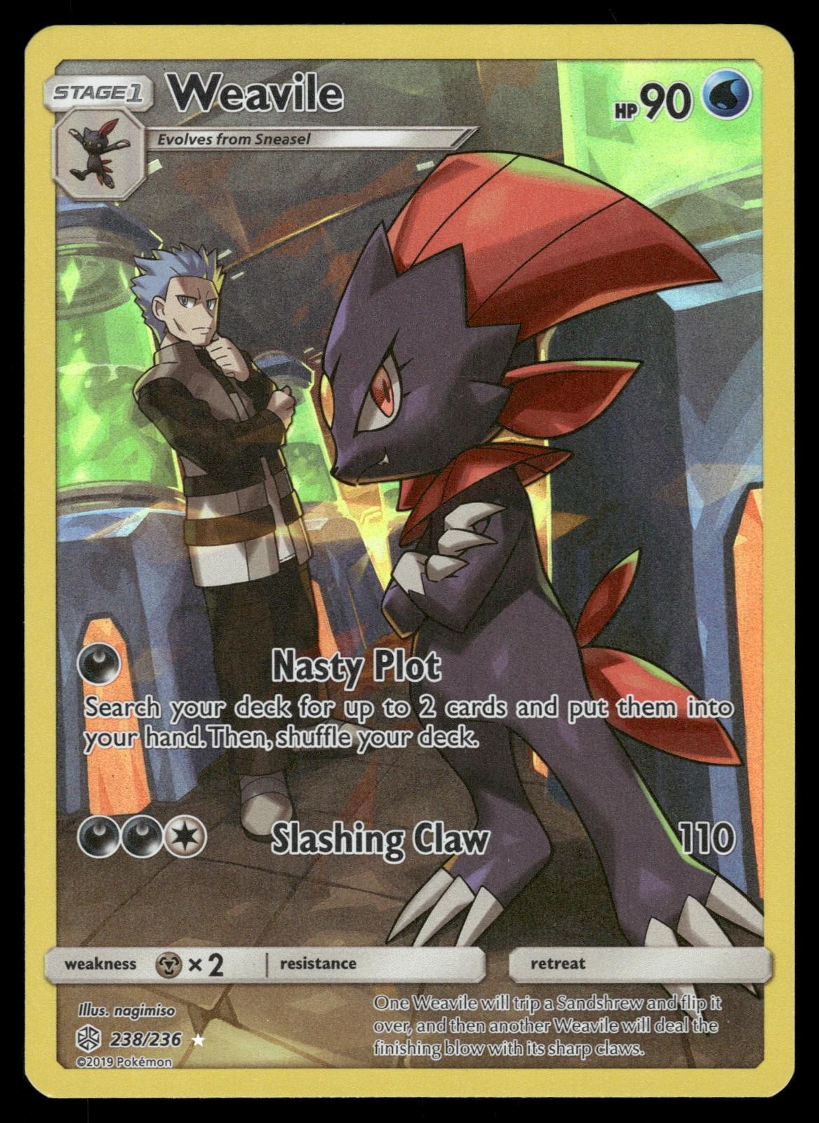 Weavile 238/236 Secret Rare Cosmic Eclipse Pokemon Holo Near Mint