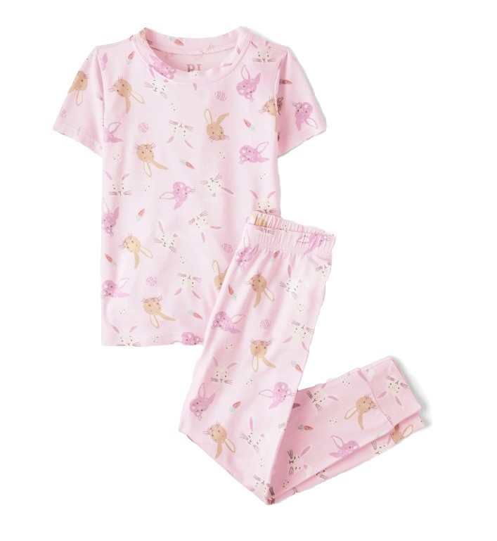 The Children's Place Girls Pink Bunny Print Short Sleeve Pajama Set Size 6X/7 NW