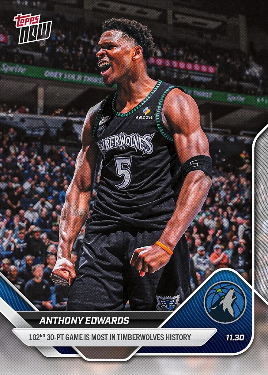2025-26 Topps Now NBA #70 Anthony Edwards Minnesota Timberwolves - QTY