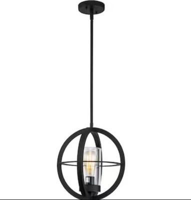 C Cattleya Cattleya 1-Light Matte Black Glass Globe Pendant Ceiling Fixture