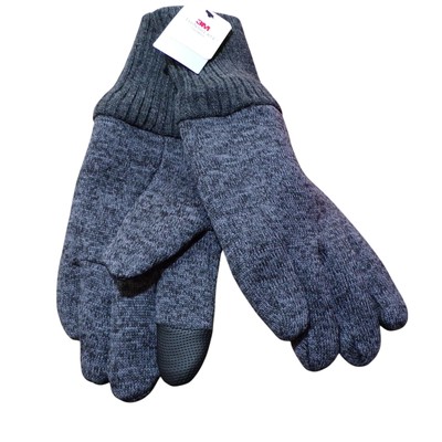 West Loop Men's Knit Glove 3M Thinsulate Lining Gray Heather One Size Fits Most