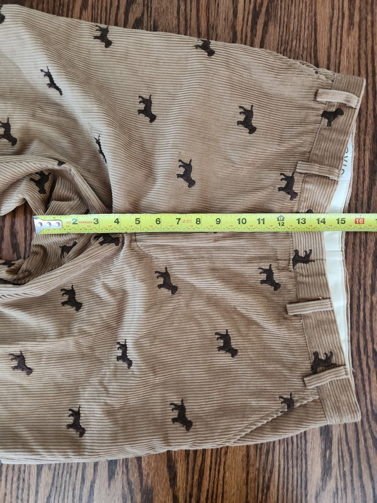 Vtg Orvis Pants Mens 38x32 (36x32) Tan Corduroy Dog Embroidered Cuffed USA Made - product detail image 6