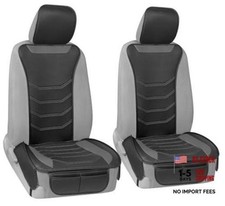 LuxeFit Gray Seat Covers for Cars Trucks Van SUV 2 Pack , Premium Black/Gray