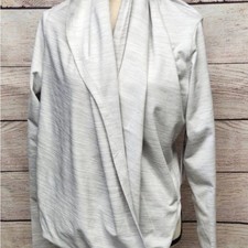 Zyia Active Womens Gray Space Dye Hooded Wrap Cardigan Size M Athleisure Layer