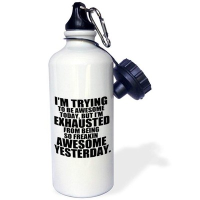 3dRose I'm Trying to Be  Today Black Flip Straw Cartoon Sports Water Bottle 21oz