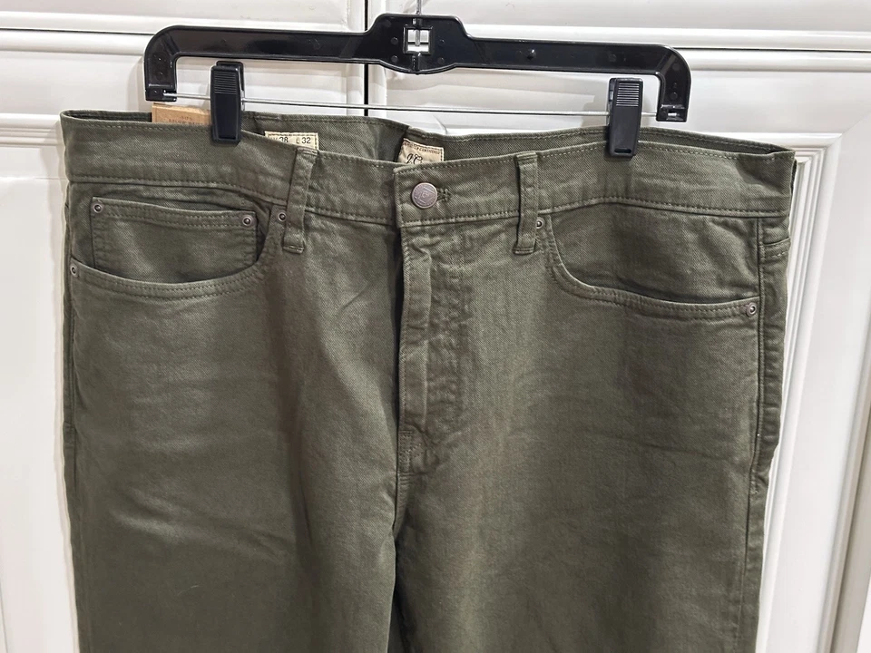 Pantalones de mezclilla elásticos calce recto J Crew 770 para hombre etiqueta lavado oscuro talla 38/32 verde Foto 2 de 4