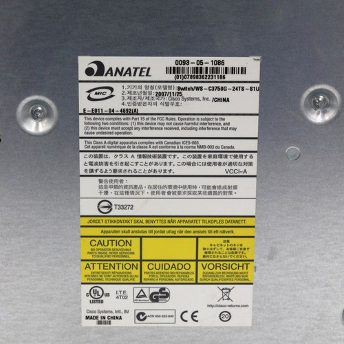 Cisco Systems Switch/WS-C3750G-24TS-S1U - Zdjęcie 3 z 3