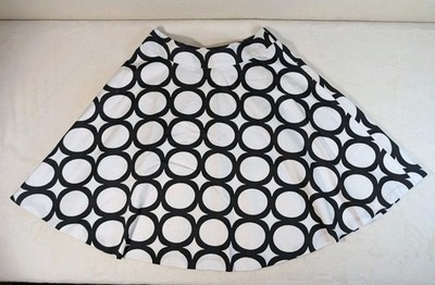 Amanda + Chelsea Size 6 Black White Circle Print A-Line Skirt