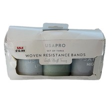 USA PRO Woven Resistance Bands Set of 3 Light / Medium / High New