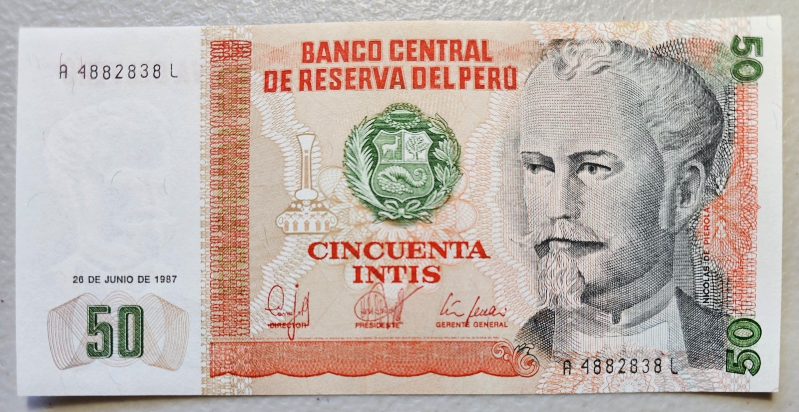 Peru 50 Intis 1987 Unc