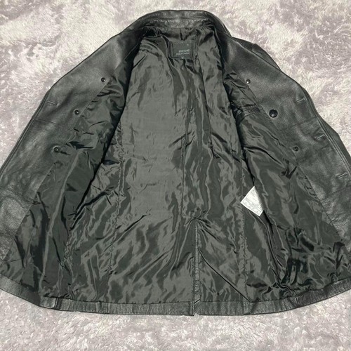 Fortime Leather Double Trench Coat Black L Cowhide Stylish Breathable - Picture 6 of 10