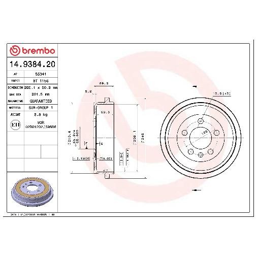 2X Bremstrommel Hinten FüR Seat Ibiza 6J 6L 6P 1.9 2.0 02 Bis 17 Brembo BXV BAH-image