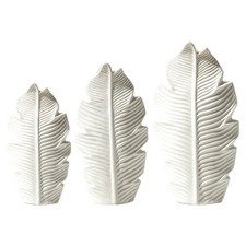 White Ceramic Leaf-shaped Vase Matte Surface Modern Table Vase Decoration