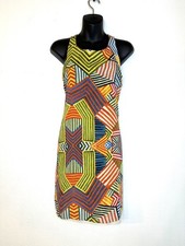 Alice + Olivia Women’s Shift Dress XS Mini Halter Multicolor Geometric African