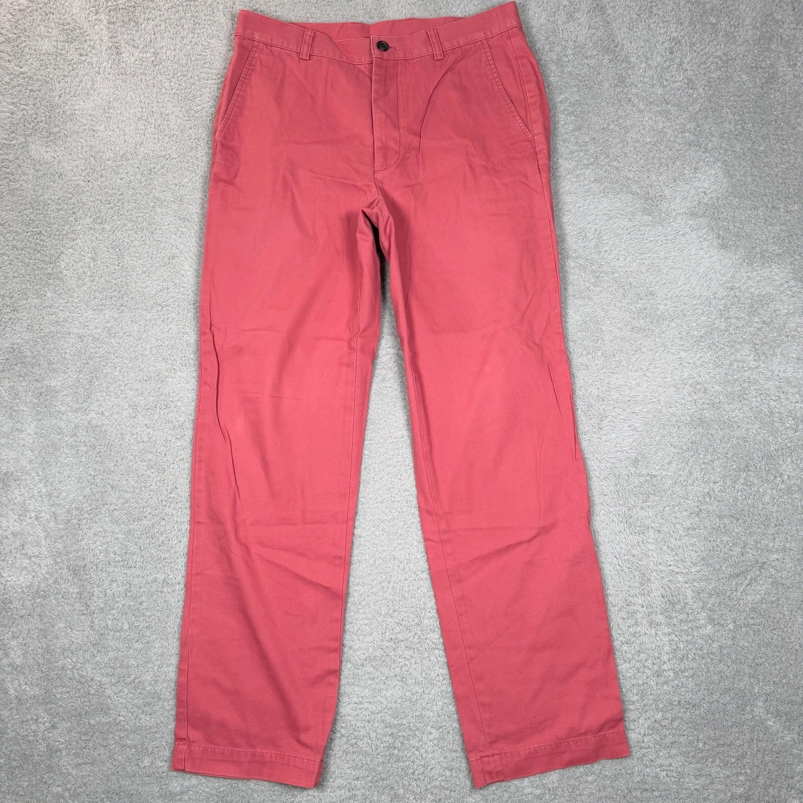 Brooks Brothers 346 Mens Coral Pink Cotton Chino Pants W33 L32 Straight Leg