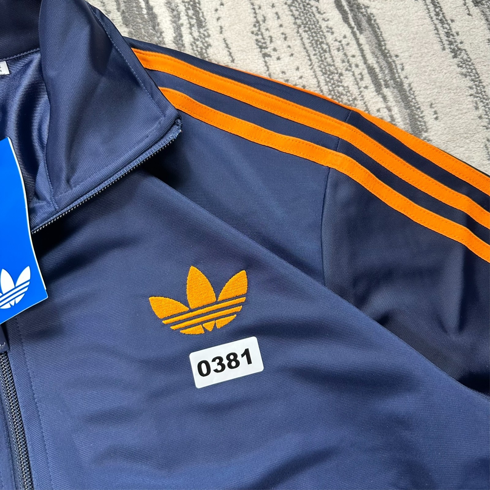 VTG Adidas Firebird Oversized Medium Navy Funnel Neck Tracksuit Top Track Jacket image 2