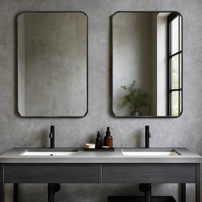 2 Matte Black Bathroom Mirrors 22''x30'', Over Sink Vanity Mirror Set