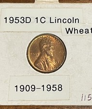 1953 D Lincoln Wheat Cent Choice BU 1c Brilliant Uncirculated #115